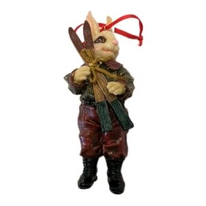 Vintage Rabbit Snow Skiing Christmas Ornament Resin 5" Collectable Gift